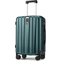 Hanke 24 Inch Checked Luggage - PC Hard Shell Suitcase with Aluminum Frame - Green