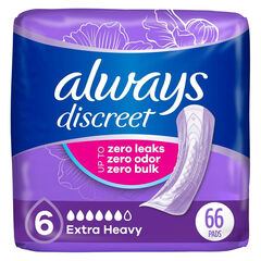 Always Discreet Adult Incontinence Pads for Women, Extra Heavy Absorbency, Regular Length, Postpartum Pads, Up to 100% Bladder Leak Protection, 33 Count x 2 Packs (66 Count Total) (Packaging May Vary)