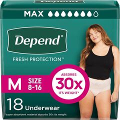 Depend Fresh Protection Adult Incontinence & Postpartum Bladder Leak Underwear for Women, Disposable, Maximum, Medium, Blush, 18 Count, Packaging May Vary