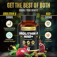 Earth Elixir Urolithin A & NAD Supplement (90 Capsules) Nicotinamide Riboside