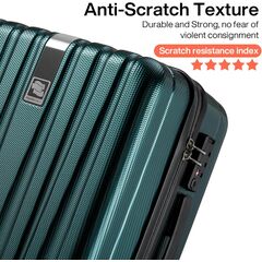 Hanke 24 Inch Checked Luggage - PC Hard Shell Suitcase with Aluminum Frame - Green