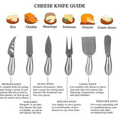 M MH ZONE Premium 6-Piece Cheese Knife Set Complete Stainless Steel Cheese Knives Gift Knives Sets Collection, Suit for the Wedding, Lover, Elders, Children and Friends