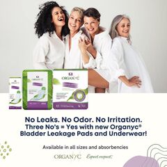 Organyc - 100% Organic Cotton Inside and Out Incontinence Pads for Bladder Leaks - Certified Odor Control, FSA/HSA Eligible, Moderate Flow, Regular Absorbency, 20 Count