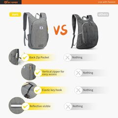 SKYSPER Small Daypack 10L Hiking Backpack Packable Lightweight Travel Day Pack for Women Men ( Grey)