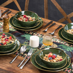vicrays Ceramic Pasta Bowls Set, 32 Ounce Soup Bowls, Set of 6 (Green)