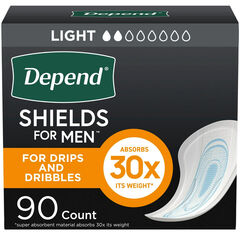 Depend Shields Incontinence Pads for Men, Light Absorbency, 90 Count (Packaging May Vary)
