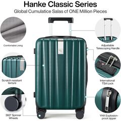 Hanke 24 Inch Checked Luggage - PC Hard Shell Suitcase with Aluminum Frame - Green