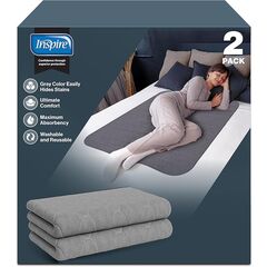 Inspire Underpads | Stain Hiding Gray Reusable Incontinence Bed Pads | Waterproof Mattress Pad | for Adults Babies and Dogs (34 X 36 - 2 Pack)