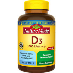 Nature Made Vitamin D3 1000 IU (25 mcg), Vitamin D Supplement, 300 Softgels