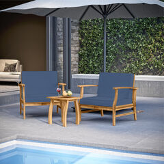 3 Piece Patio Bistro Furniture Wood Conversation Set