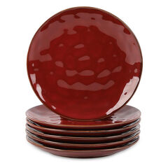 vicrays Ceramic Dessert Salad Plates, 8 Inch, Set of 6, (Cherry Red)