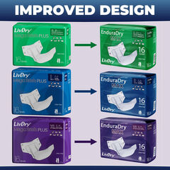 LivDry EnduraDry Max Adult Tabs Diapers - 12-Hour Absorb Leak (Large,16-Pack)