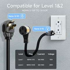 AFYEEV Level 1/2 Charger, 32A 110-240V WiFi/APP Enabled 25FT Cable Tesla Mobile Charger with NEMA 14-50P&5-15, Adjustable Current & Delay Charge Time, Home Charging for Tesla Model Y/3/S/X