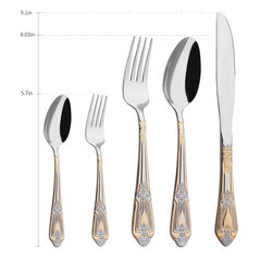 Silverware Set Limited Edition – 20 Piece Flatware Set – Cutlery Set for 4 – Silver Tableware Set w/Gold Accents – Great for Family Gatherings & Daily Use – Spoons, Knives, Teaspoons, Forks(Medallion)