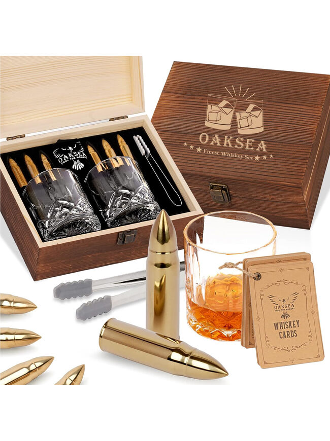 Gifts for Men Dad Husband, Father's Day Anniversary Birthday Gifts for Him Boyfriend, Stainless Steel Whiskey Glasses and Whiskey Stones Set, Cool Burbon Scotch Cocktail Set Gifts