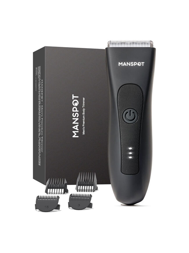 MANSPOT Manscape Groin & Body Hair Trimmer for Men, Electric Ball Pubic Trimmer Shaver,Manscape Kit with 4 Guard,Replaceable Ceramic Blade Heads,Waterproof Wet/Dry Shaver,90 Minutes Shaving