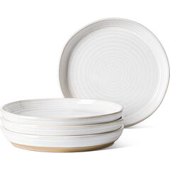 LE TAUCI Dinner Plates 10 Inch, Ceramic Flat Dish Set - Set of 4, Arctic White