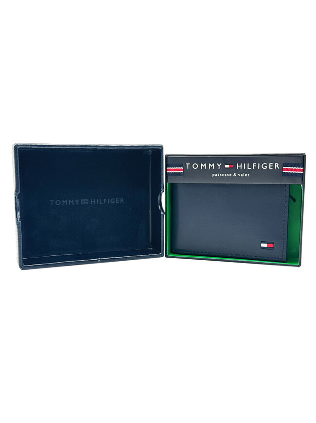 Tommy Hilfiger Men's Classic Logo Bifold Leather Wallet - Navy