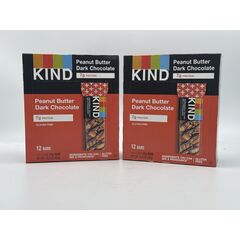 KIND Plus Peanut Butter Dark Chocolate + Proteins - Box of 12 Bars (2 Pack)