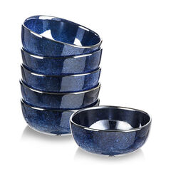 Vicrays Ceramic Cereal Bowls - 26 Ounce Porcelain Soup Set - Set of 6 (Blue)