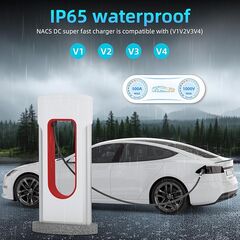 NACS to CCS Adapter,Tesla to CCS1 Supercharger Adapter 500A 1000V Fast Charger for V3/V4 DC Charging Stations, Compatible with Ford, GM, Rivia (CCS1-1Kv-Black)