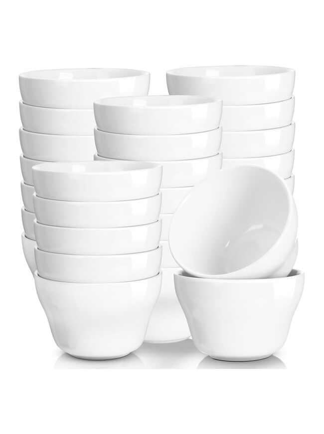 Patelai 18 Pack 8 oz Porcelain Bowls Porcelain Broth Cups, Small Dessert Bowls, Soup and Dip Bowls for Ice Cream, Desserts, Soups, Side Dishes, Salads, Cereal, Rice Microwave Dishwasher Safe, White