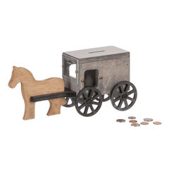 American Made Wooden Toy Horse & Buggy Coin Bank - Several Color Options