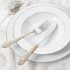 Silverware Set Limited Edition – 20 Piece Flatware Set – Cutlery Set for 4 – Silver Tableware Set w/Gold Accents – Great for Family Gatherings & Daily Use – Spoons, Knives, Teaspoons, Forks(Medallion)
