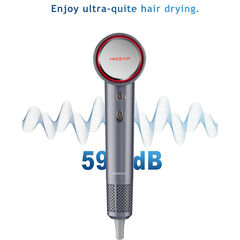 HIXZAP Professional Hair Dryer - Negative Ionic Hair Care - 110,000 RPM BLDC Motor for Fast Drying - High-Speed Low Noise - Thermo-Control - with Magnetic Nozzle - Grey