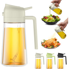 PUZMUG Oil Dispenser for Kitchen, 2 in 1 Olive Oil Dispenser Bottle 17oz(White)