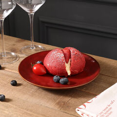 vicrays Ceramic Dessert Salad Plates, 8 Inch, Set of 6, (Cherry Red)