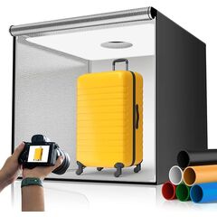 Professional Daguerre 32"x32" Light Box for Product Photography, Large Photo Studio with 3 Stepless Dimming Lights Panels, 210 LED Beads, and 6 Color Backdrops, Perfect Photo Booth Shooting Tent Kit