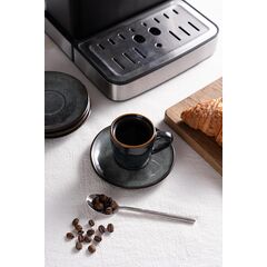 famiware Ocean Espresso Cups with Saucers Set of 4, 3.34oz Espresso Cup Set, Coffee Mug Set for Latte, Macchiato, Stoneware Demitasse Cups Set for Cafe, Microwave&Dishwasher Safe, Deep Forest