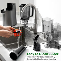 LQZ Cold Press Juicer, Masticating Juicer with 5.4" Wide Feed Chute, 350w Slow Juicer Machines Fit Whole Vegetables and Fruits with High Juice Yield, Easy to Clean (Black)