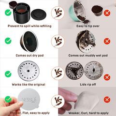 Nessus Reusable Vertuo Capsule Kit, [ALSeal EZ FIT] for Reusable Nespresso Pods with 100 Pcs Aluminum Foil Seal Lids, Holder, Brush, for Refilling Nespresso Vertuo Pods Reusable Vertuoline Pod