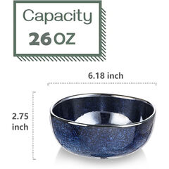 Vicrays Ceramic Cereal Bowls - 26 Ounce Porcelain Soup Set - Set of 6 (Blue)