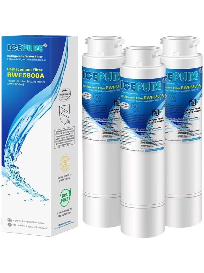 ICEPURE RWF5800A Refrigerator Water Filter Compatible with Frigidaire EPTWFU01, EWF02, Pure Source Ultra II, 3PACK