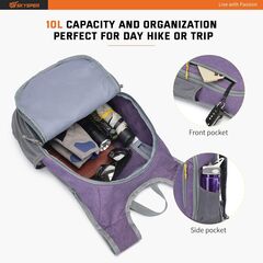 SKYSPER Small Daypack 10L Hiking Backpack Packable Lightweight Travel Day Pack for Women Men, Purple