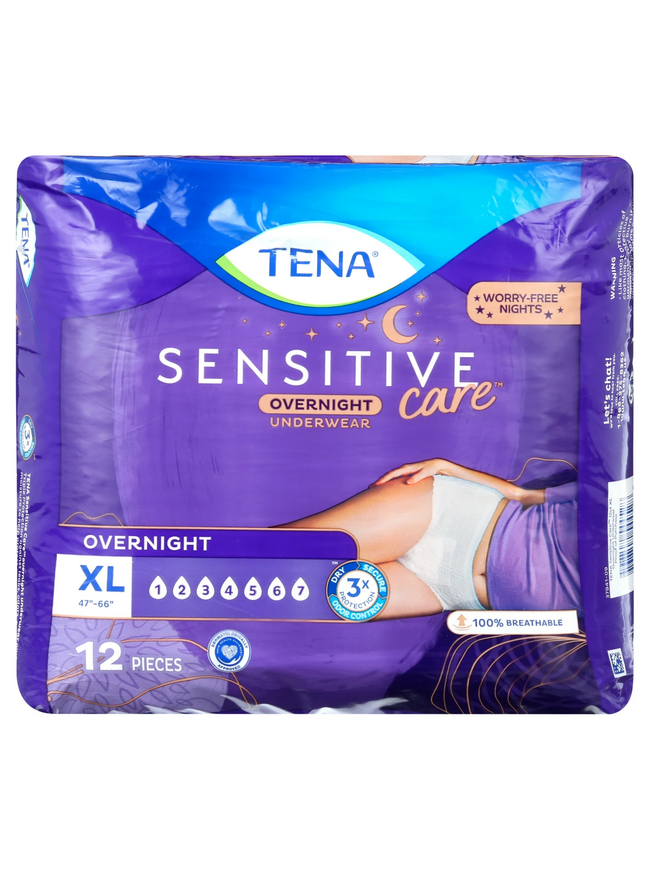 TENA Sensitive Care Overnight Incontinence Underwear for Women XLarge(12 Count)