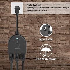 Outdoor Smart Plug Waterproof, TESSAN WiFi Smart Outlet Switch with 3 Individual Sockets Work with Alexa Echo Google Home, Remote Control Timer by Smartphone