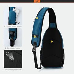 SKYSPER Sling Bag Crossbody Backpack - Chest Shoulder Cross Body Bag Travel Hiking Casual Daypack for Women Men(Blue)