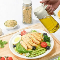 PUZMUG Oil Dispenser for Kitchen, 2 in 1 Olive Oil Dispenser Bottle 17oz(White)