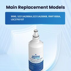 GOLDEN ICEPURE 5231JA2005A Replacement for LG LT600P, 469990, RFC1000A, WF300, FML-2 Refrigerator Water Filter 5231JA2006B, LFX25961SB, LSC27931ST, LFX25971ST, LRSC26925TT, LSC27990TT (3 PACK)