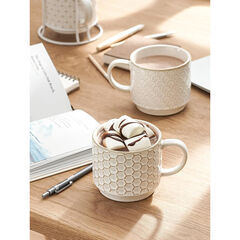 LE TAUCI Stackable Coffee Mugs with Rack, 12 oz - Set of 4, Arctic white