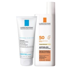 La Roche-Posay Anthelios Tinted SPF 50 Sunscreen & Toleriane Gentle Cleanser Travel Set - With Titanium Dioxide & Niacinamide