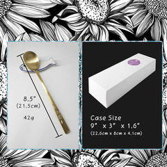 BALWOO 6 Pcs Korean Style Soup Spoon 8.5 inch Premium 304(18/10) Stainless Steel Dessert Spoons Dinner Spoon, Table Spoon, Rice Spoon Ice Cream Scoop (Sunflower, TITANIUM)