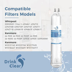 EDR3RXD1 Water Filter Replacement, Compatible with 4396841, Filter 3, 4396710, Kenmore 46-9083, 46-9030 Refrigerator Water Filter, 3 Packs