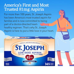 St. Joseph Aspirin Pain Reliever (NSAID) 81mg, Enteric Safety Coated, 365 ct