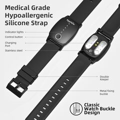 EmeTerm Explore FDA-Cleared Galaxy Black Anti-Nausea Wristband IP67 Waterproof Morning Motion Travel Sickness Vomit Relief Rechargeable Classic Strap Design No Gel Drug Free Without Side Effects