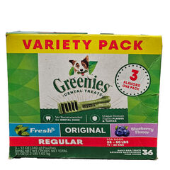 Greenies Regular Spearmint and Blueberry Flavored Variety Pack Dental Care Dog Treats, 3 x 12 oz Pouches